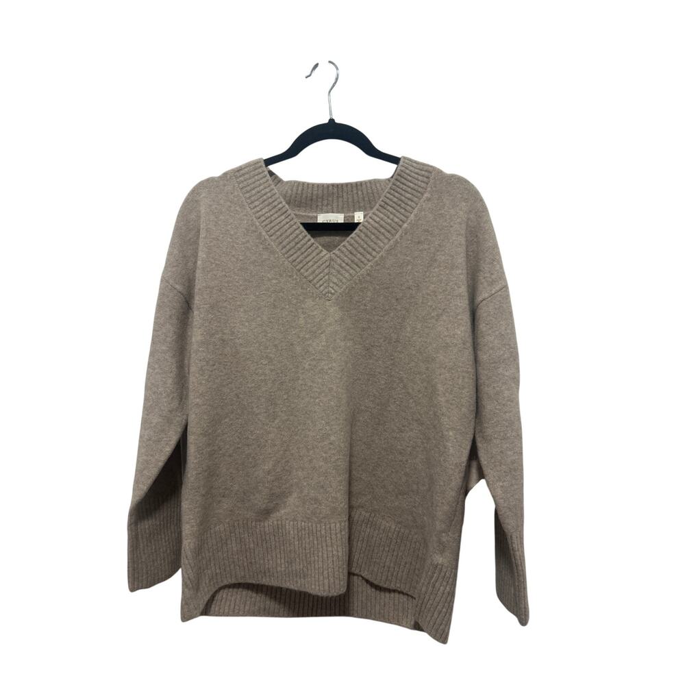 Cyrus Heather Quiet Luxury Oat Nylon Wool Blend Academia Office Sweater S NWT
